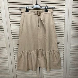 Kate Spade cream midi linen skirt with belt size 2